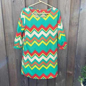Zig Zag Pattern Dress Poly Sheath L Large SPRING!